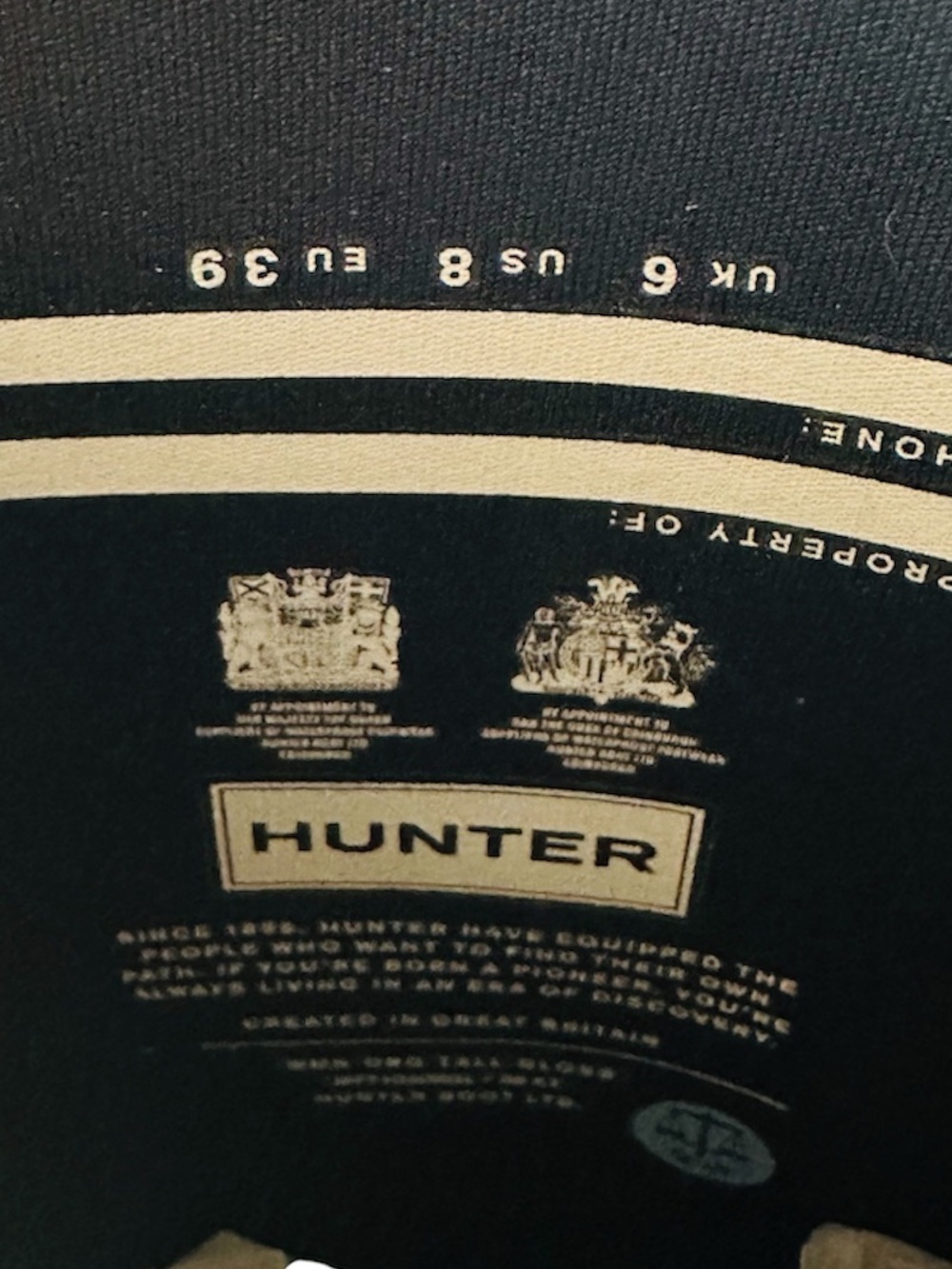 Hunter Original Tall Glossy Navy Rain Boots Womens 8 - Picture 9 of 10